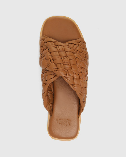 Danim Tan Woven Leather Flat Sandal & Wittner & Wittner Shoes