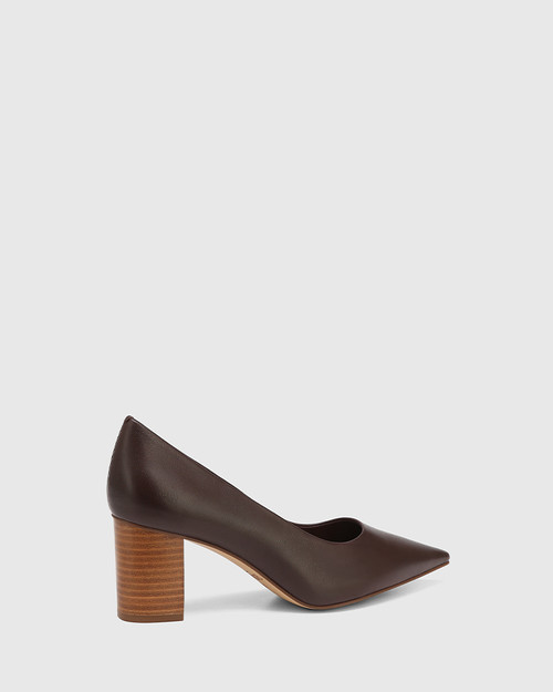 Penrose Mahogany Leather Block Heel Pump & Wittner & Wittner Shoes