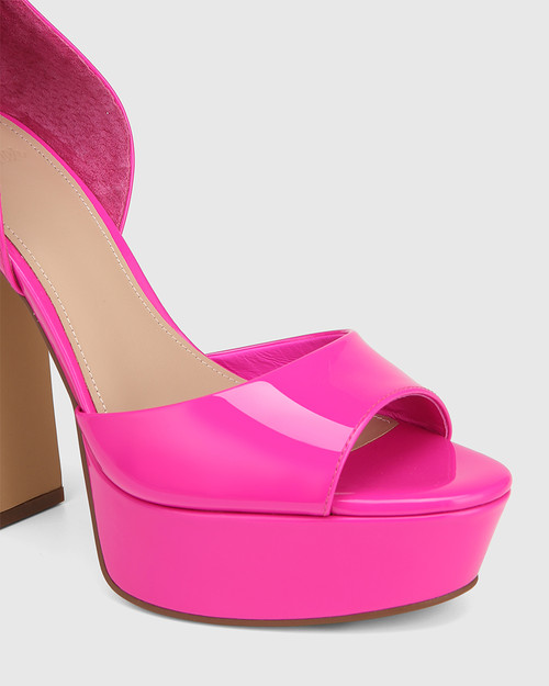 Zinnia Siren Pink Patent Platform Heel Sandal & Wittner & Wittner Shoes