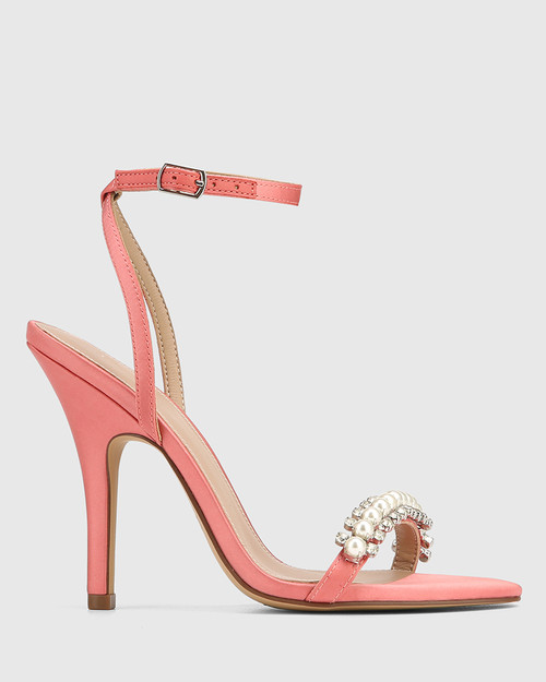 Aria Peachy Pink Recycled Satin Stiletto Heel Sandal