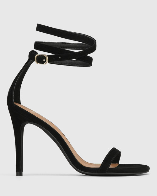 Manolo Blahnik Black Suede Ankle Strap Heels with Coral Applique at 1stDibs  | coral heels, coral ankle strap heels, black suede ankle strap shoes