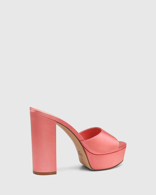 Verelyn Peachy Pink Recycled Satin Platform Heel Sandal & Wittner & Wittner Shoes