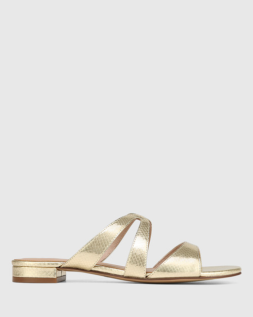 Gold metallic discount flat sandals