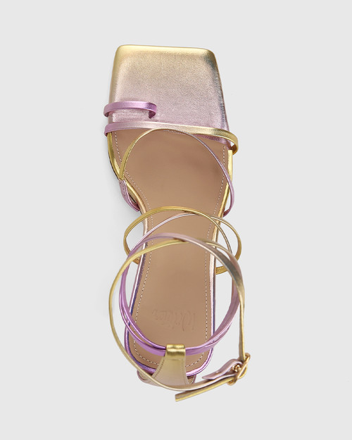 METALLIC HEELED SANDALS - Purple