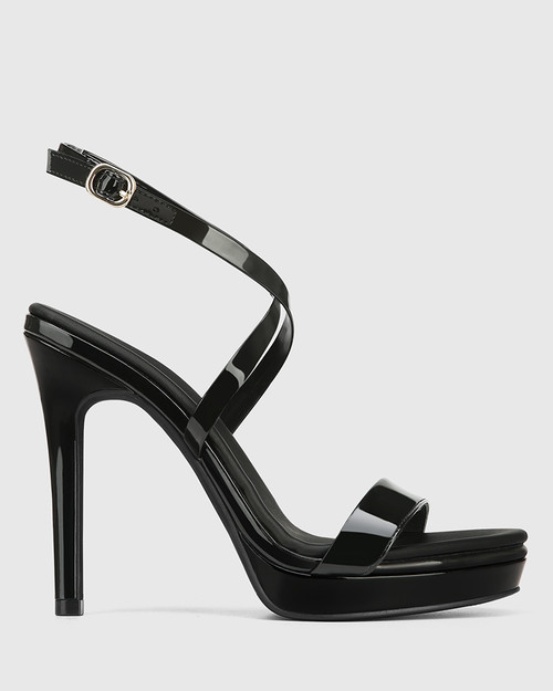 Xion Black Patent Stiletto Heel Platform Sandal