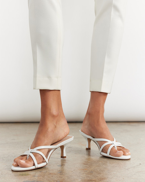 Katalina White Leather Kitten Heel Sandal & Wittner & Wittner Shoes
