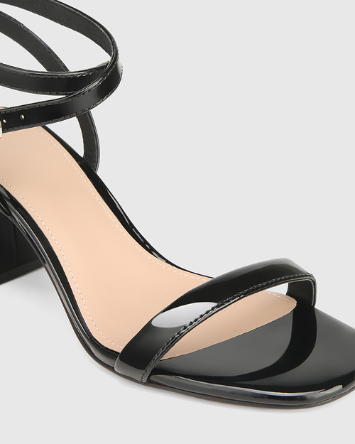 Nodaleto I Women's Black leather platform sandals