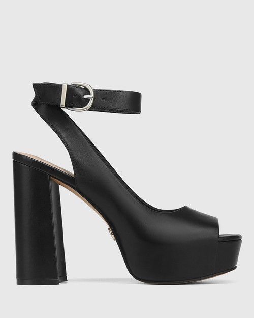 Wren Black Leather Block Heel Platform Sandal & Wittner & Wittner Shoes