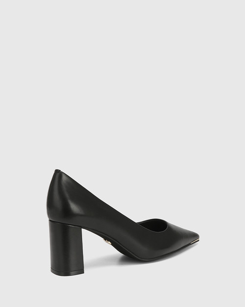 Pearl Black Leather Block Heel Pump & Wittner & Wittner Shoes