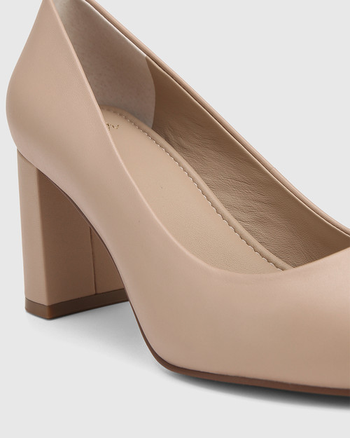 Pearl New Flesh Leather Block Heel Pump & Wittner & Wittner Shoes