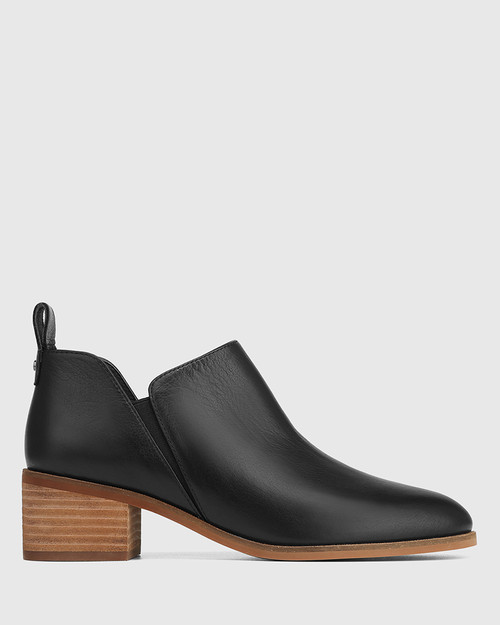 Indy Black Leather Ankle Boot