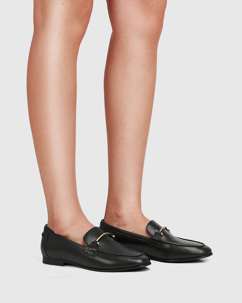 Angeles Black Leather Flat Loafer & Wittner & Wittner Shoes