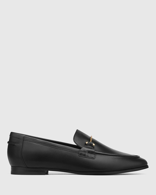 Angeles Black Leather Flat Loafer & Wittner & Wittner Shoes