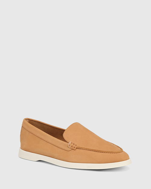 Beacon Camel Nubuck Leather Flat Loafer