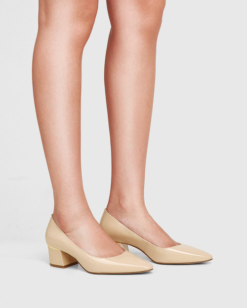 Gemmah New Flesh Patent Block Heel Pump & Wittner & Wittner Shoes