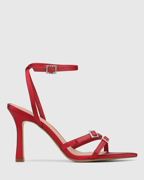 Red strappy heels sales near me