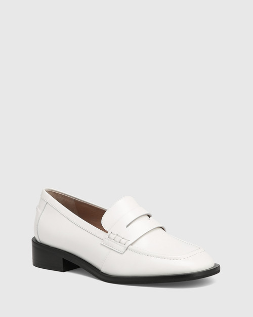 Fletcher White Leather Flat Loafer & Wittner & Wittner Shoes