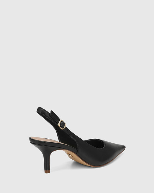 Leia Black Leather Stiletto Heel Slingback & Wittner & Wittner Shoes