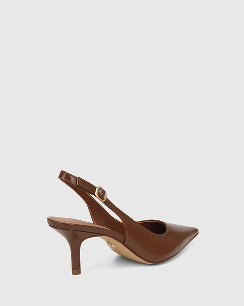 Leia Brown Box Leather Stiletto Heel Slingback & Wittner & Wittner Shoes