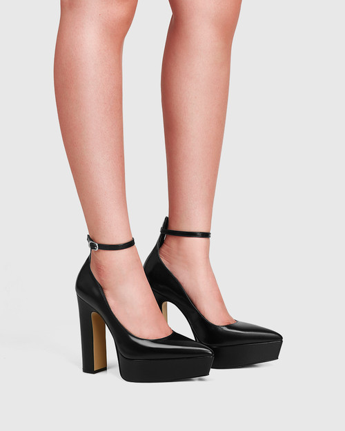 Zaidia Black Box Leather Platform Heel Pump & Wittner & Wittner Shoes