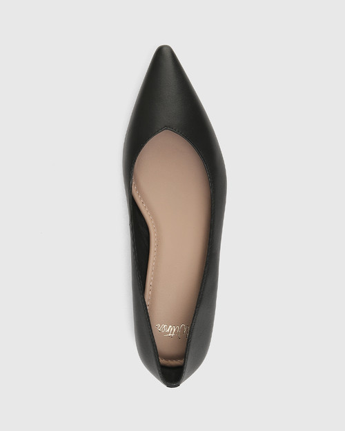 Monica Black Leather Flat & Wittner & Wittner Shoes