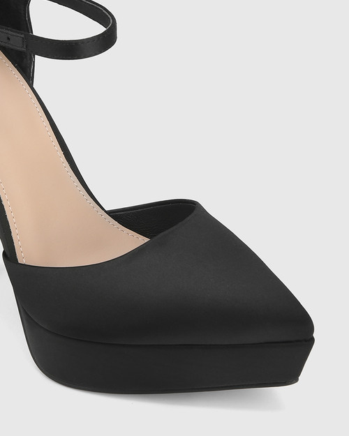 Yelena Black Recycled Satin Platform Heel & Wittner & Wittner Shoes