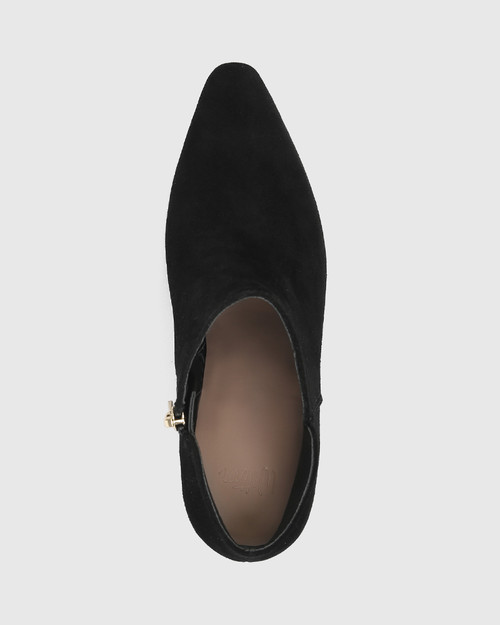 Helenna Black Suede Leather Block Heel Ankle Boot & Wittner & Wittner Shoes