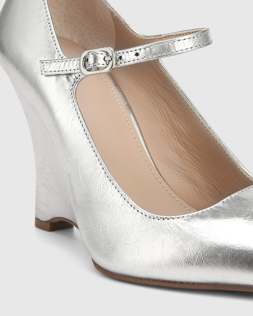 Vita Silverware Crinkle Metallic Leather Wedge Heel Pump & Wittner & Wittner Shoes