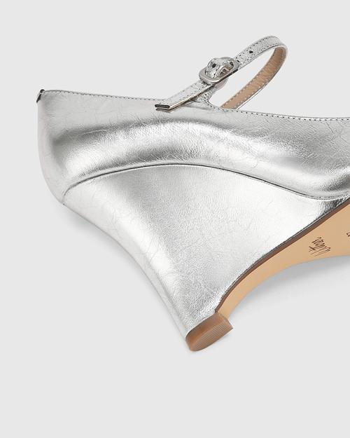 Vita Silverware Crinkle Metallic Leather Wedge Heel Pump & Wittner & Wittner Shoes