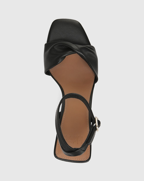 Tinker Black Leather Flared Heel Sandal & Wittner & Wittner Shoes