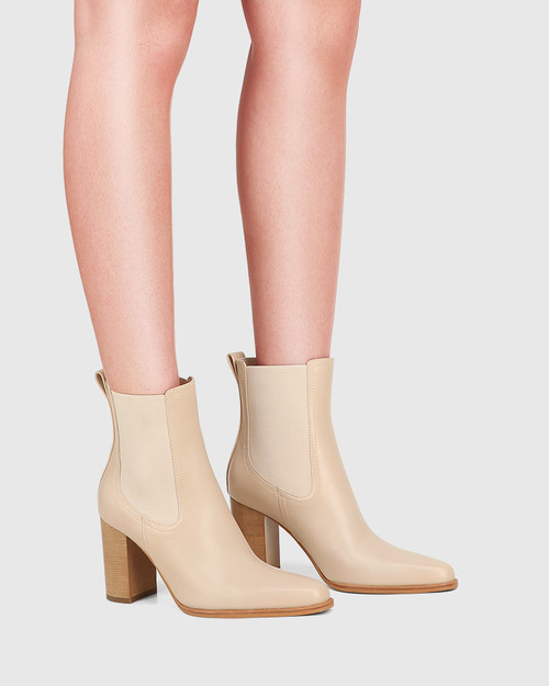 Nude leather sales ankle boots