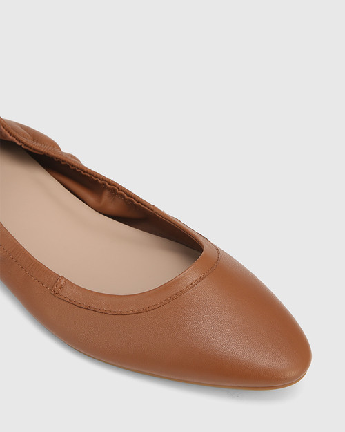 Alodie Dark Cognac Leather Flat & Wittner & Wittner Shoes