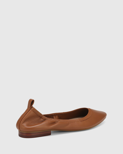 Alodie Dark Cognac Leather Flat & Wittner & Wittner Shoes