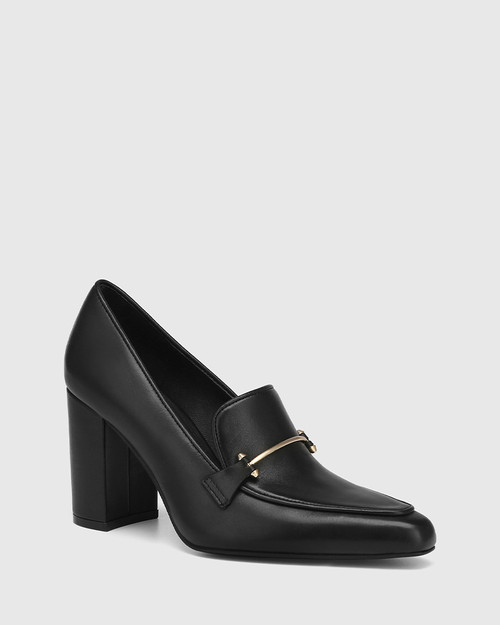 Harriot Black Leather Block Heel Loafer & Wittner & Wittner Shoes