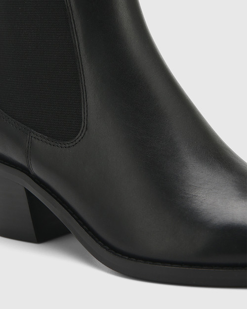 Jocelyn Black Leather Block Heel Ankle Boot & Wittner & Wittner Shoes