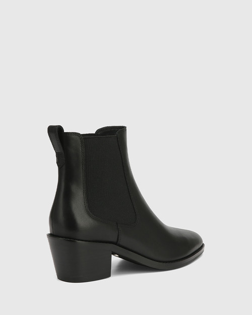 Jocelyn Black Leather Block Heel Ankle Boot & Wittner & Wittner Shoes