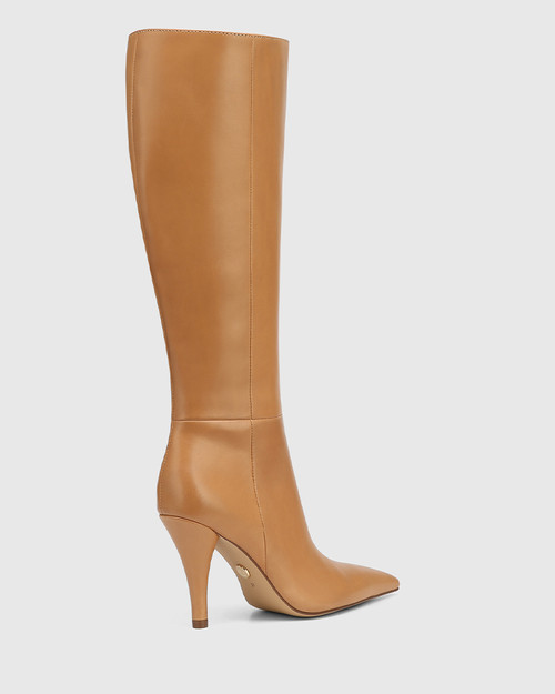 Valorina Camel Leather Cone Heel Long Boot & Wittner & Wittner Shoes