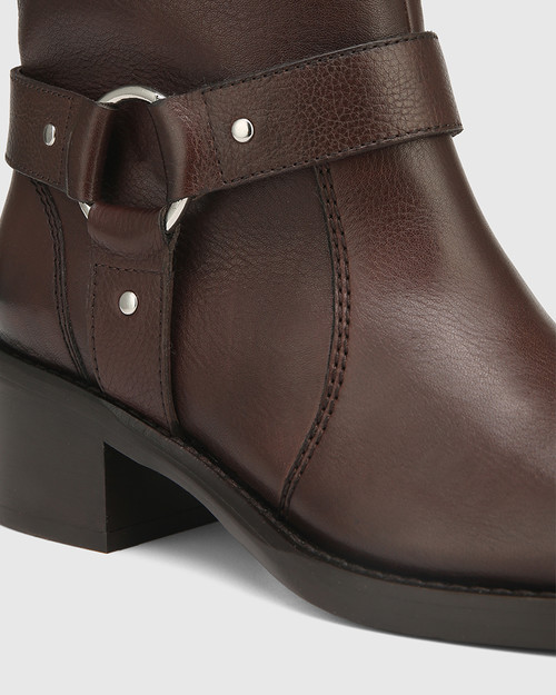 Franz Brown Leather Block Heel Ankle Boot & Wittner & Wittner Shoes