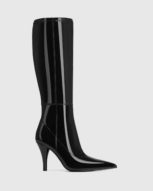 Varon Black Patent Leather Cone Heel Long Boot  & Wittner & Wittner Shoes