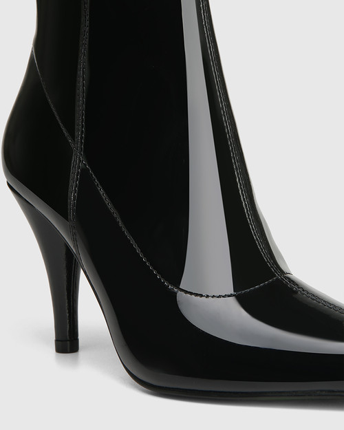 Varon Black Patent Leather Cone Heel Long Boot  & Wittner & Wittner Shoes
