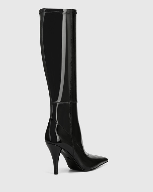 Varon Black Patent Leather Cone Heel Long Boot  & Wittner & Wittner Shoes