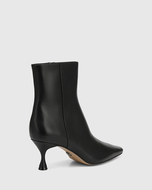 Black leather ankle shop boots stiletto heel