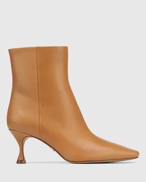 Wide Fit Leather Block Heel Ankle Boots