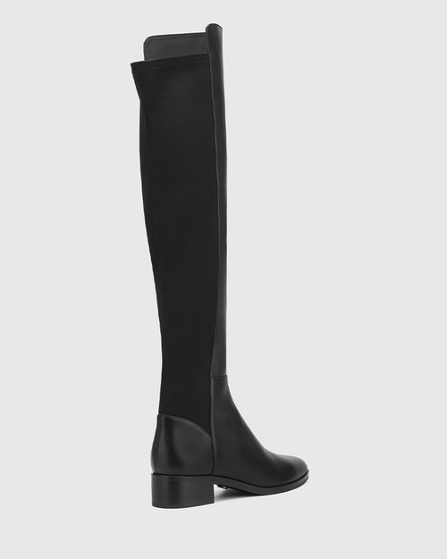 Goldy Black Leather and Recycled Textile Over The Knee Boot & Wittner & Wittner Shoes