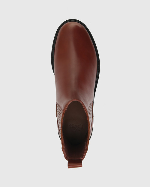 Fleetwood Burnt Auburn Leather Flat Ankle Boot & Wittner & Wittner Shoes