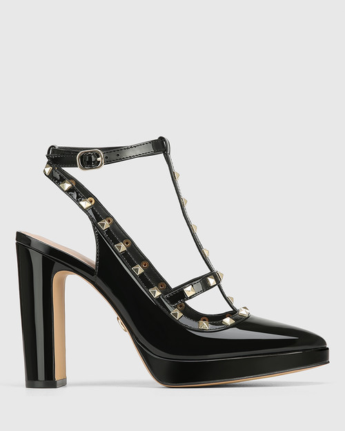 Versallies Black Patent Leather Block Heel Platform & Wittner & Wittner Shoes