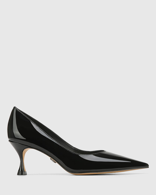 Latifa Black Patent Leather Flared Heel Pump & Wittner & Wittner Shoes