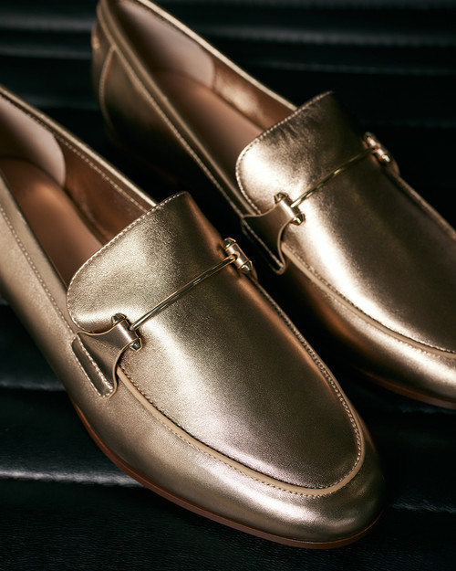 Angeles Champagne Metallic Leather Flat Loafer & Wittner & Wittner Shoes