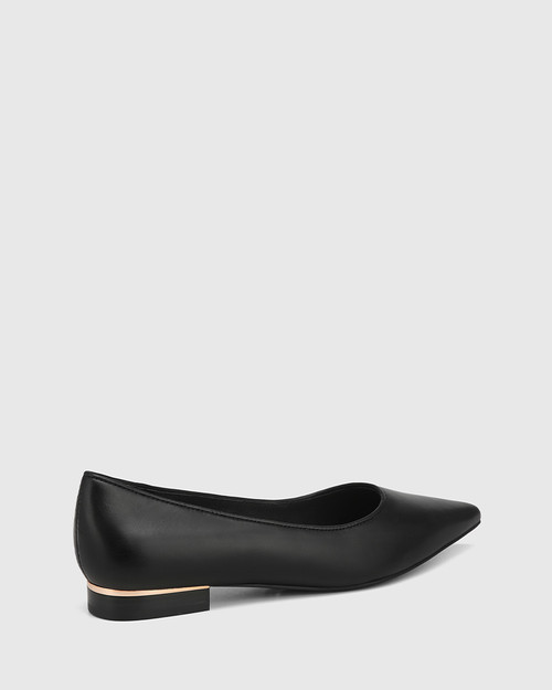 Melinday Black Leather Flat & Wittner & Wittner Shoes