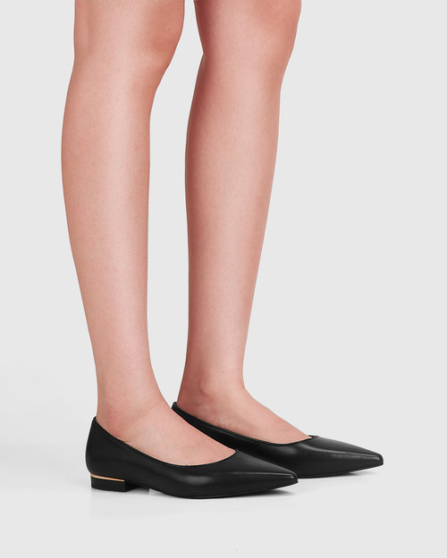 Melinday Black Leather Flat & Wittner & Wittner Shoes